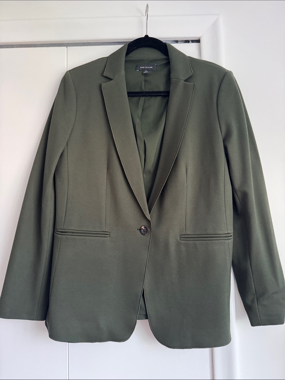 Ann Taylor Olive Single-Button Tailored Blazer